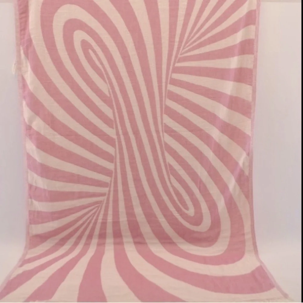 Wonderland Tapestry Curtain Mauve Pink & Ivory Soft 100% Organic Cotton Fringe